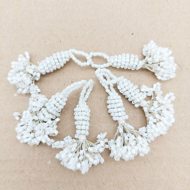 White Bead Tassels Latkan, Indian Latkans, Sewing Latkans